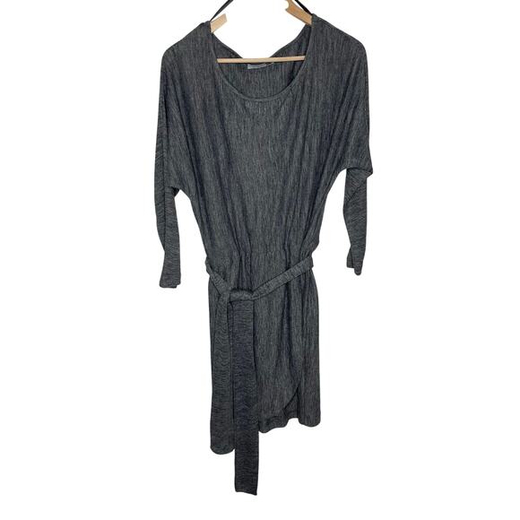 Anine Bing Womens Wool Blend Long Sleeve Mini Dress M Gray Belted Tie Waist - Picture 2 of 10